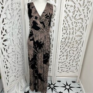 Soma Black & Tan Palm Leaf Maxi Dress